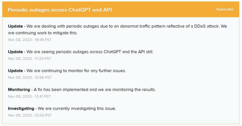 ChatGPT 宕机？OpenAI 将中断归咎于 DDoS 攻击